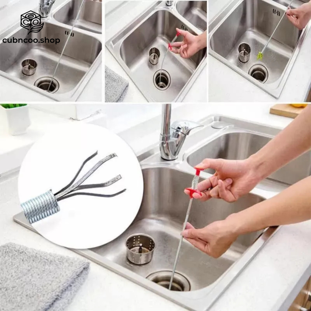 Stainless Steel Hair Catching Drain Cleaner Wire Spring Stick